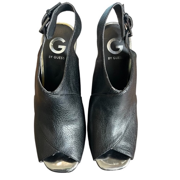 Euc G by Guess wedge sandals, high heel, black, size 7. - Picture 1 of 8